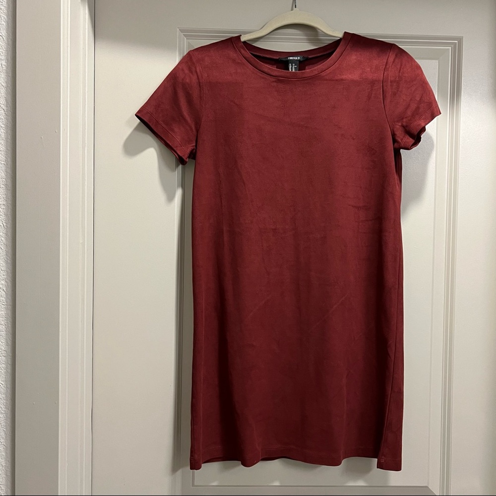 Burgundy Velvet Shift Dress, XS